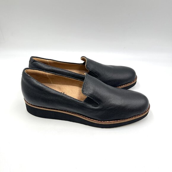 7N‎ 7 NARROW WIDTH Softwalk Womens Whistle Black Leather Comfort Loafers Shoes - Picture 1 of 12